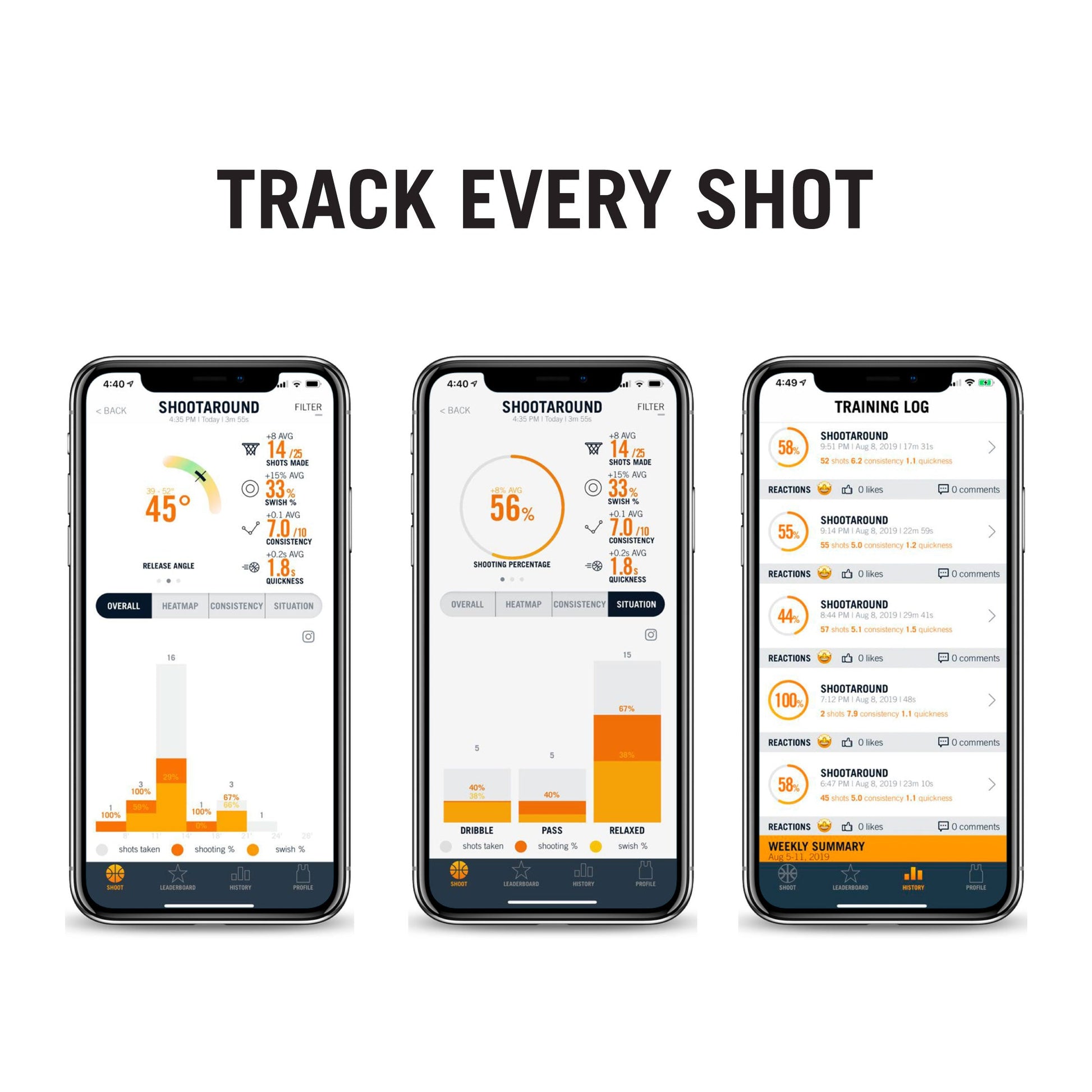 "Track every shot" with screenshots of the SIQ Basketball app